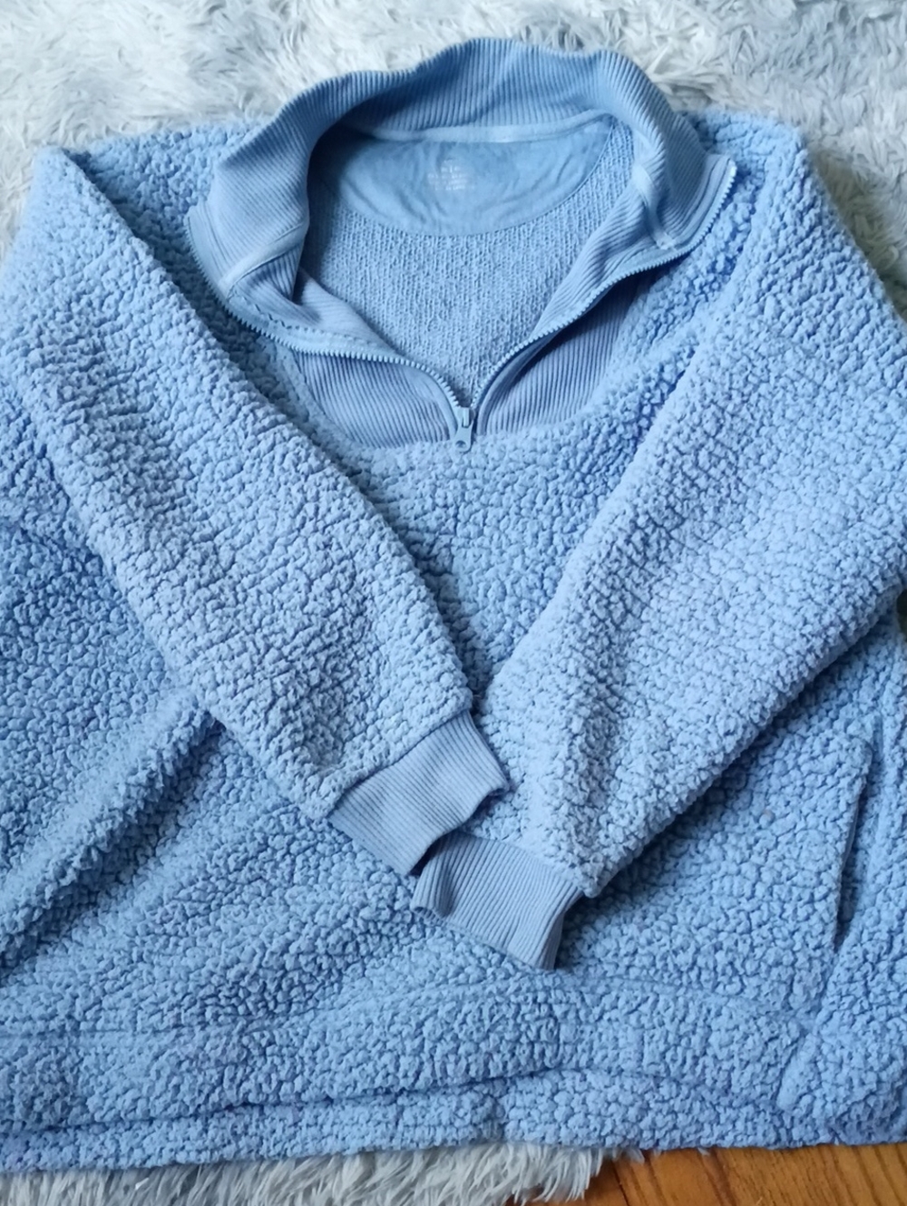 aerie Light Blue Sherpa Half-Zip Turtleneck Pullover
